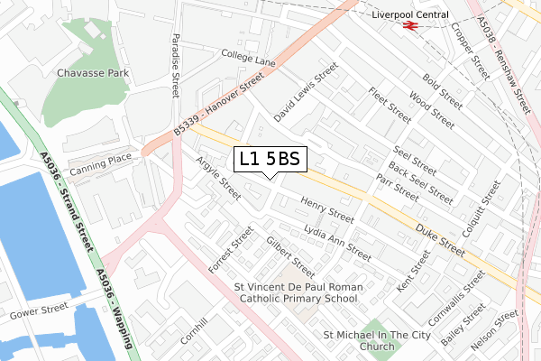 L1 5BS map - large scale - OS Open Zoomstack (Ordnance Survey)