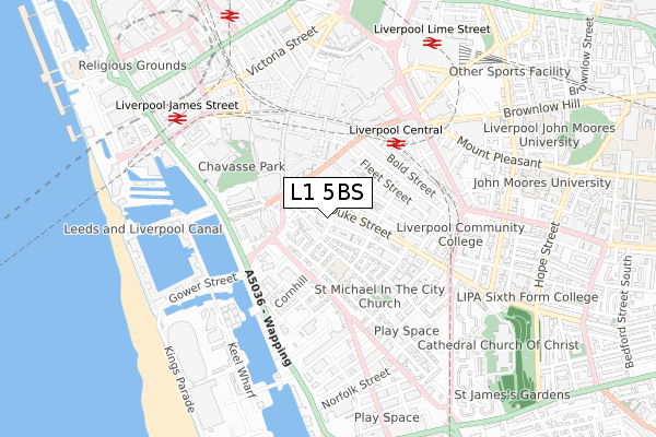 L1 5BS map - small scale - OS Open Zoomstack (Ordnance Survey)