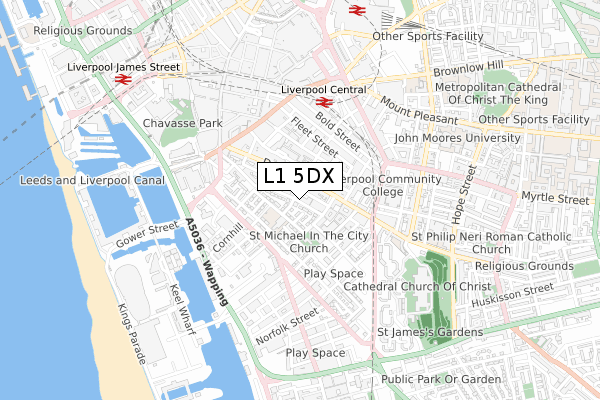 L1 5DX map - small scale - OS Open Zoomstack (Ordnance Survey)
