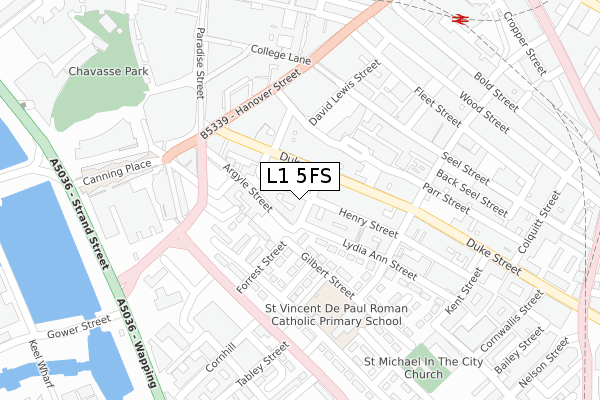 L1 5FS map - large scale - OS Open Zoomstack (Ordnance Survey)