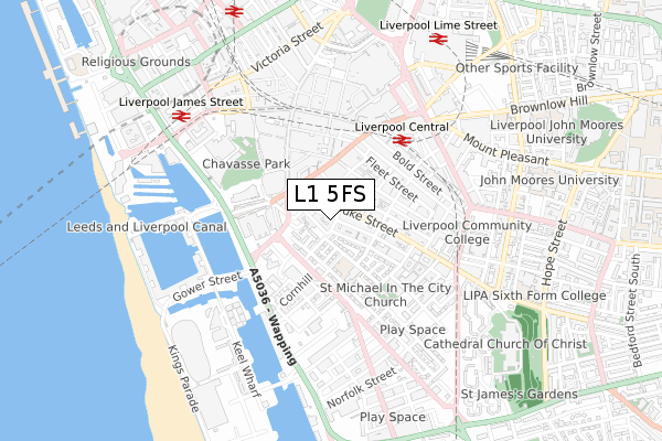 L1 5FS map - small scale - OS Open Zoomstack (Ordnance Survey)