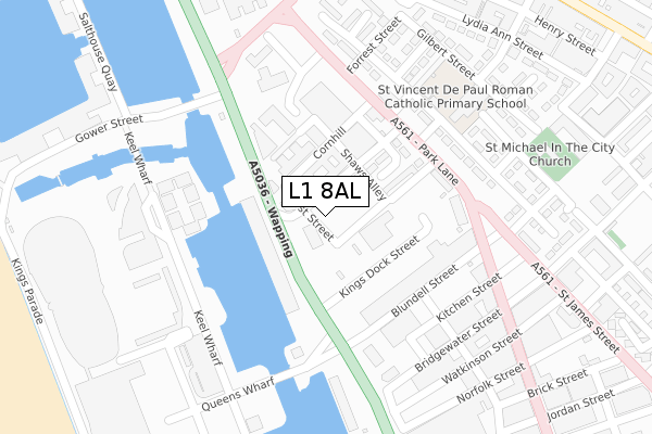 L1 8AL map - large scale - OS Open Zoomstack (Ordnance Survey)