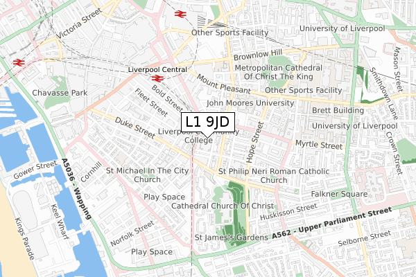 L1 9JD map - small scale - OS Open Zoomstack (Ordnance Survey)