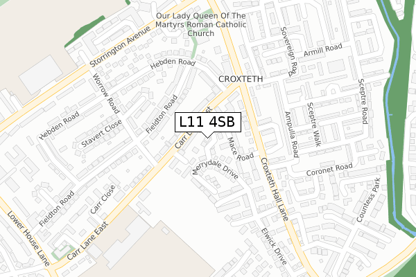 L11 4SB map - large scale - OS Open Zoomstack (Ordnance Survey)