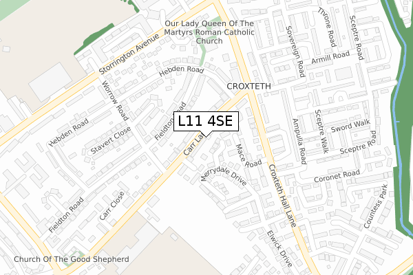 L11 4SE map - large scale - OS Open Zoomstack (Ordnance Survey)