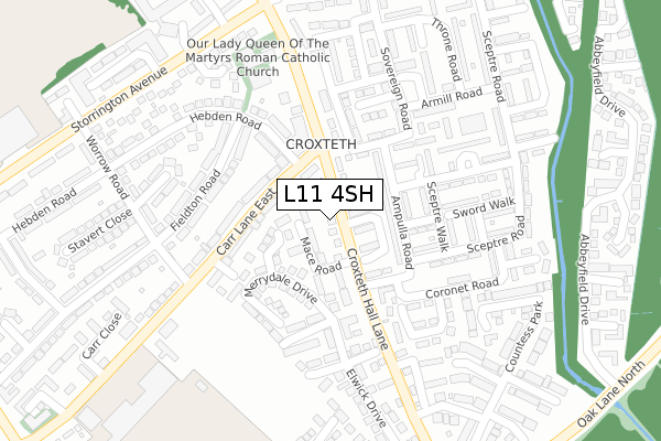 L11 4SH map - large scale - OS Open Zoomstack (Ordnance Survey)