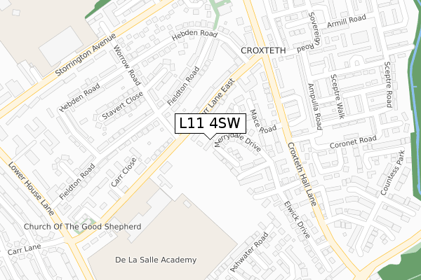 L11 4SW map - large scale - OS Open Zoomstack (Ordnance Survey)