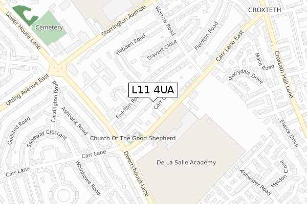 L11 4UA map - large scale - OS Open Zoomstack (Ordnance Survey)