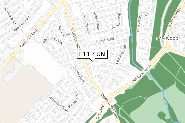 L11 4UN map - large scale - OS Open Zoomstack (Ordnance Survey)