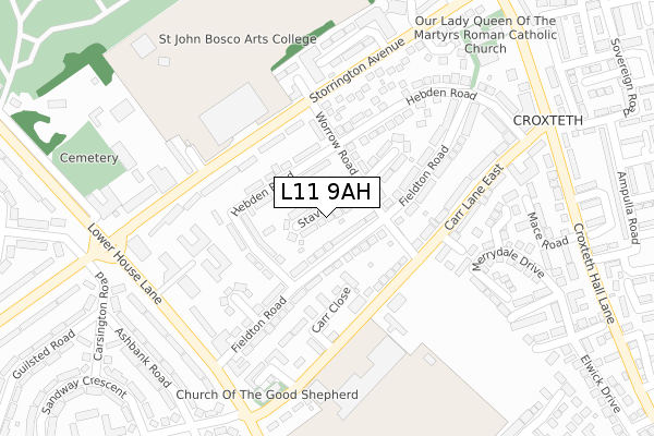 L11 9AH map - large scale - OS Open Zoomstack (Ordnance Survey)