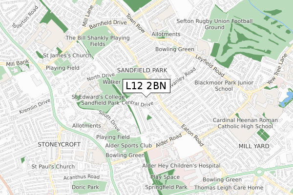 L12 2BN map - small scale - OS Open Zoomstack (Ordnance Survey) L12 2BN map - small scale - OS Open Zoomstack (Ordnance Survey)