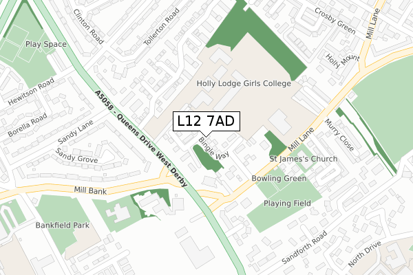 L12 7AD map - large scale - OS Open Zoomstack (Ordnance Survey)