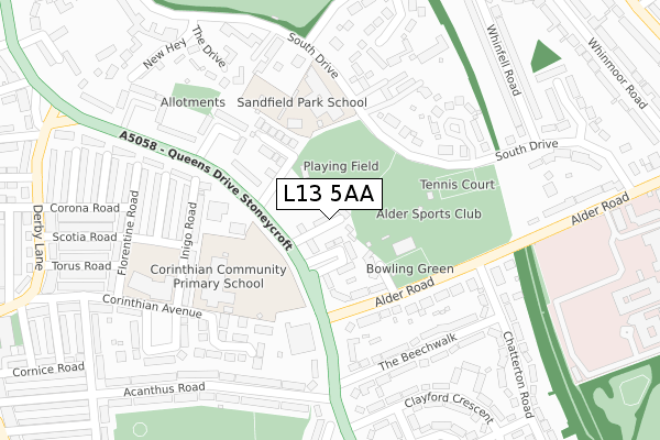 L13 5AA map - large scale - OS Open Zoomstack (Ordnance Survey) L13 5AA map - large scale - OS Open Zoomstack (Ordnance Survey)