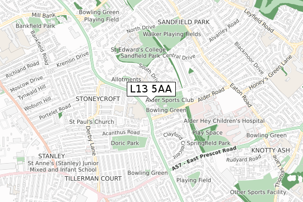 L13 5AA map - small scale - OS Open Zoomstack (Ordnance Survey) L13 5AA map - small scale - OS Open Zoomstack (Ordnance Survey)