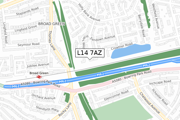 L14 7AZ map - large scale - OS Open Zoomstack (Ordnance Survey)