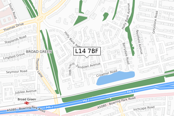 L14 7BF map - large scale - OS Open Zoomstack (Ordnance Survey)