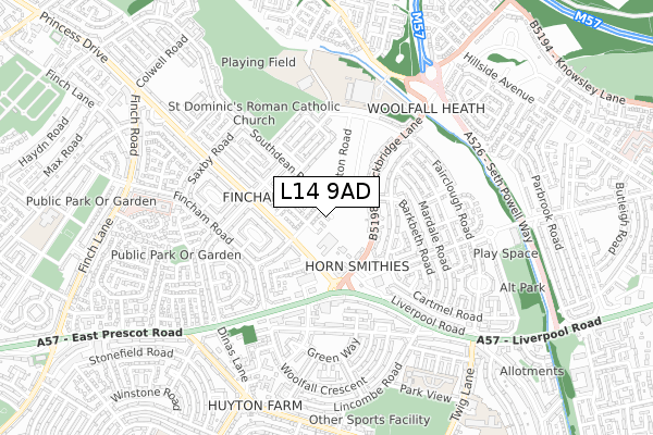 L14 9AD map - small scale - OS Open Zoomstack (Ordnance Survey) L14 9AD map - small scale - OS Open Zoomstack (Ordnance Survey)