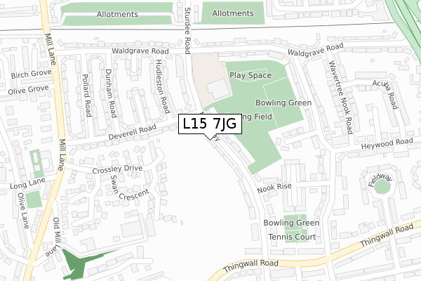 L15 7JG map - large scale - OS Open Zoomstack (Ordnance Survey)