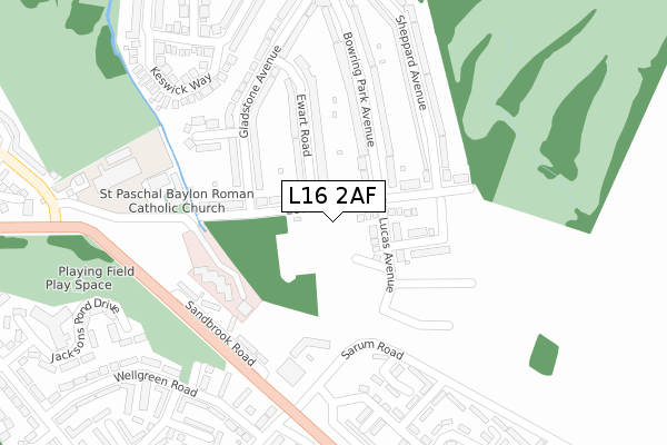 L16 2AF map - large scale - OS Open Zoomstack (Ordnance Survey)