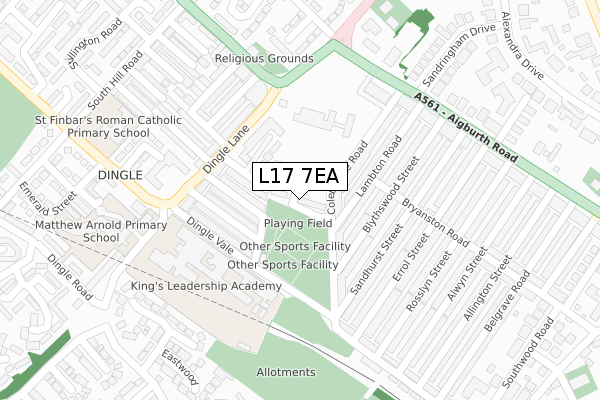 L17 7EA map - large scale - OS Open Zoomstack (Ordnance Survey)