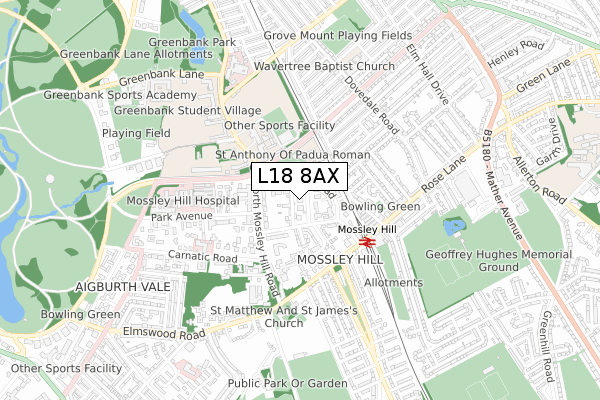 L18 8AX map - small scale - OS Open Zoomstack (Ordnance Survey) L18 8AX map - small scale - OS Open Zoomstack (Ordnance Survey)