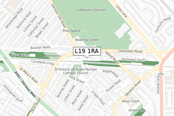 L19 1RA map - large scale - OS Open Zoomstack (Ordnance Survey)