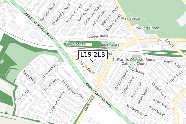 L19 2LB map - large scale - OS Open Zoomstack (Ordnance Survey)