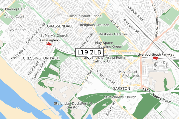 L19 2LB map - small scale - OS Open Zoomstack (Ordnance Survey)