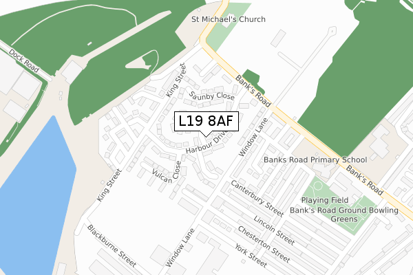 L19 8AF map - large scale - OS Open Zoomstack (Ordnance Survey)