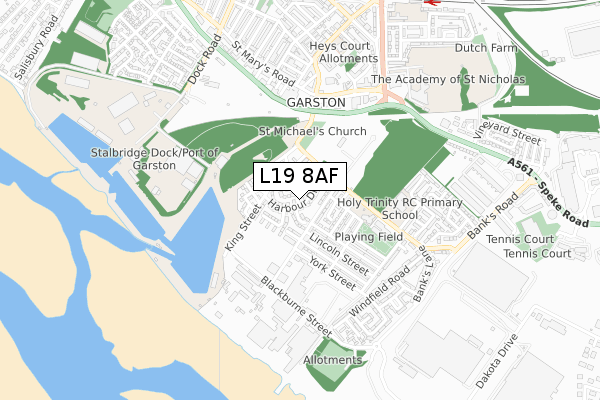 L19 8AF map - small scale - OS Open Zoomstack (Ordnance Survey)