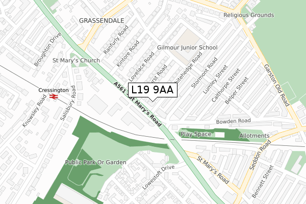 L19 9AA map - large scale - OS Open Zoomstack (Ordnance Survey) L19 9AA map - large scale - OS Open Zoomstack (Ordnance Survey)