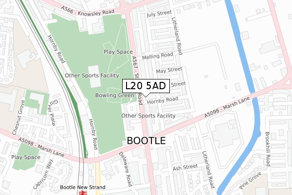 L20 5AD map - large scale - OS Open Zoomstack (Ordnance Survey)
