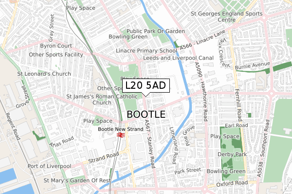 L20 5AD map - small scale - OS Open Zoomstack (Ordnance Survey)