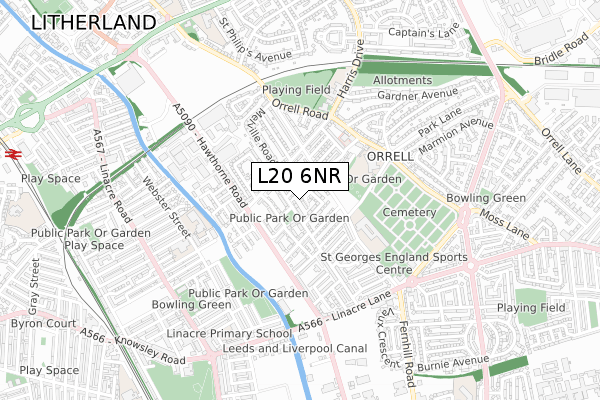 L20 6NR map - small scale - OS Open Zoomstack (Ordnance Survey)