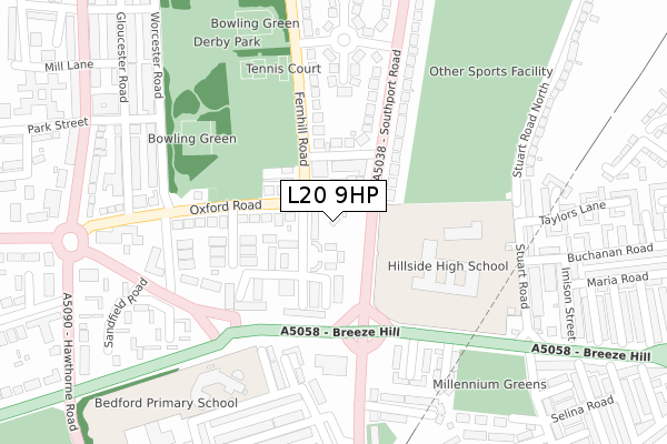 L20 9HP map - large scale - OS Open Zoomstack (Ordnance Survey)