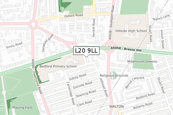 L20 9LL map - large scale - OS Open Zoomstack (Ordnance Survey) L20 9LL map - large scale - OS Open Zoomstack (Ordnance Survey)