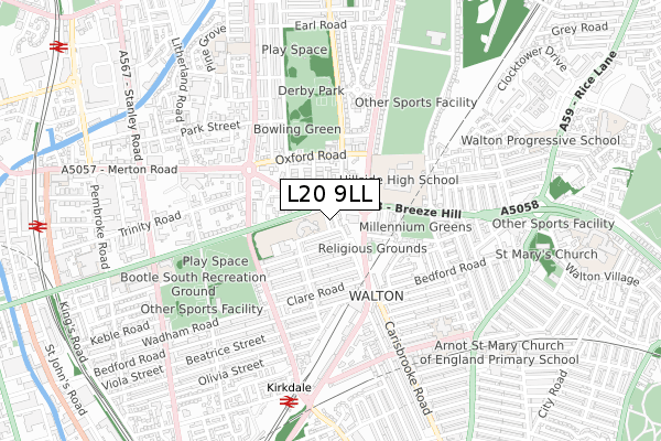 L20 9LL map - small scale - OS Open Zoomstack (Ordnance Survey) L20 9LL map - small scale - OS Open Zoomstack (Ordnance Survey)