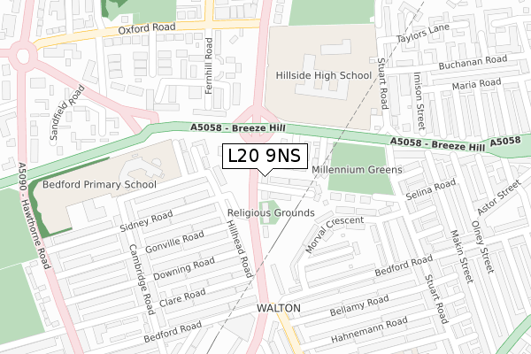 L20 9NS map - large scale - OS Open Zoomstack (Ordnance Survey)