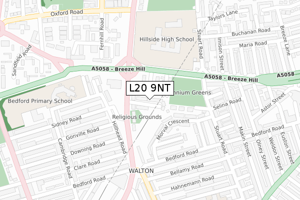 L20 9NT map - large scale - OS Open Zoomstack (Ordnance Survey)