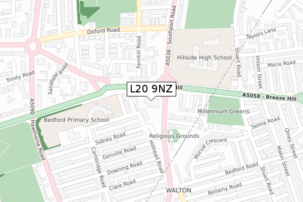 L20 9NZ map - large scale - OS Open Zoomstack (Ordnance Survey) L20 9NZ map - large scale - OS Open Zoomstack (Ordnance Survey)