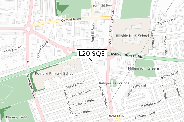 L20 9QE map - large scale - OS Open Zoomstack (Ordnance Survey)