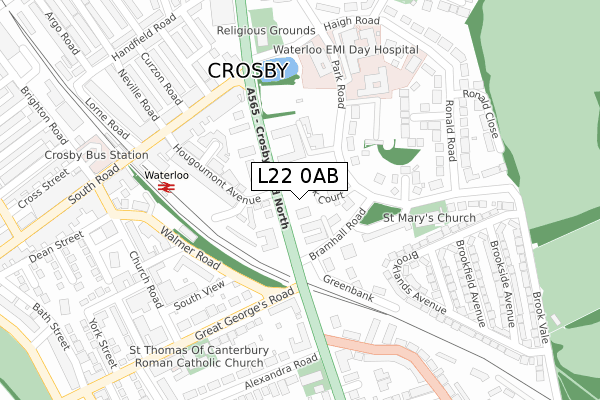 L22 0AB map - large scale - OS Open Zoomstack (Ordnance Survey)