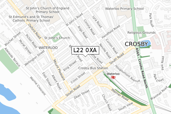 L22 0XA map - large scale - OS Open Zoomstack (Ordnance Survey)