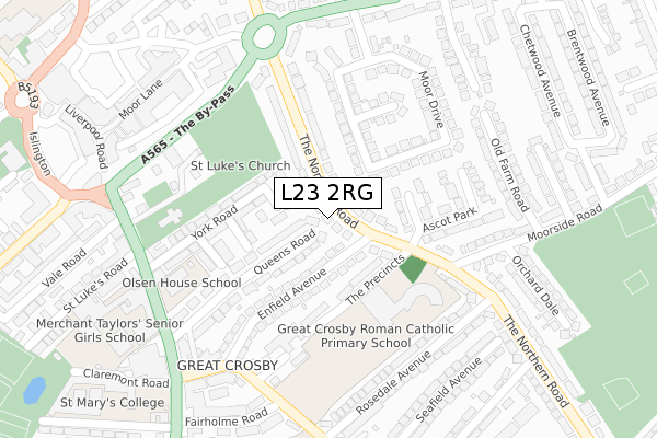 L23 2RG map - large scale - OS Open Zoomstack (Ordnance Survey)