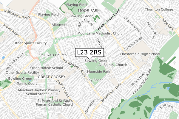 L23 2RS map - small scale - OS Open Zoomstack (Ordnance Survey)