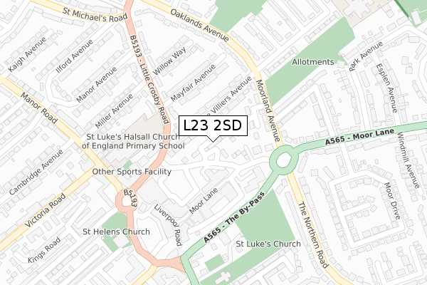 L23 2SD map - large scale - OS Open Zoomstack (Ordnance Survey)