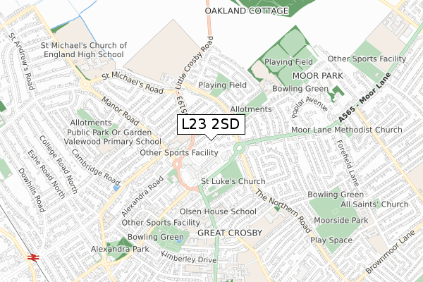 L23 2SD map - small scale - OS Open Zoomstack (Ordnance Survey)