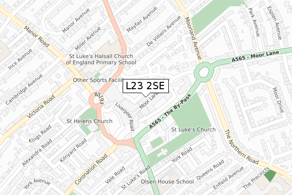 L23 2SE map - large scale - OS Open Zoomstack (Ordnance Survey)