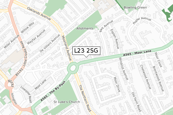L23 2SG map - large scale - OS Open Zoomstack (Ordnance Survey)