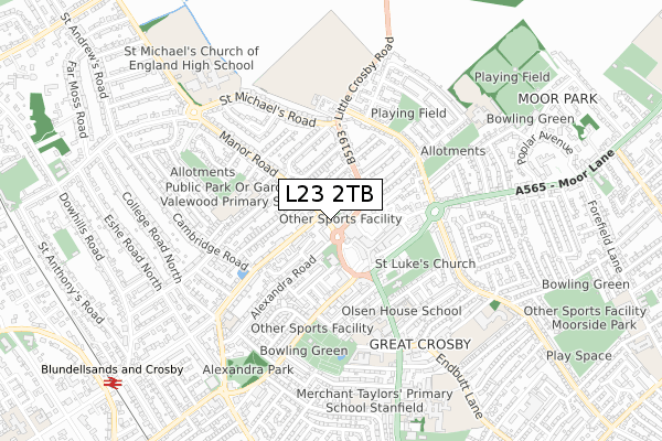 L23 2TB map - small scale - OS Open Zoomstack (Ordnance Survey)